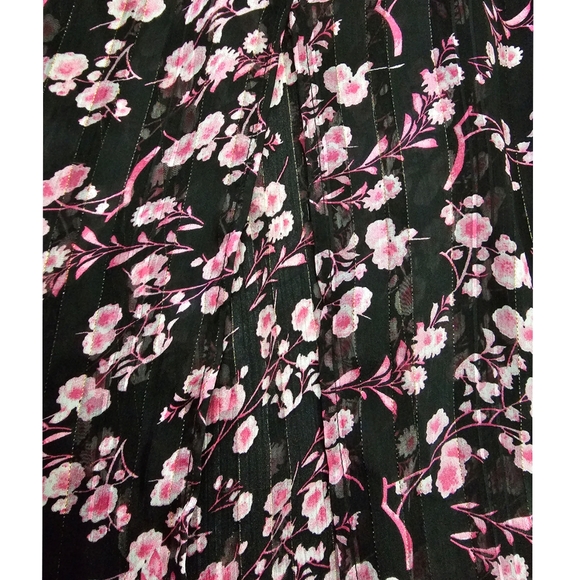 EUC Sabina Musayev Black Pink Metallic Floral Open Back Plunge V-Neck Maxi Dress - Picture 14 of 15